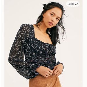 Free People Printed Lolita Top in Red